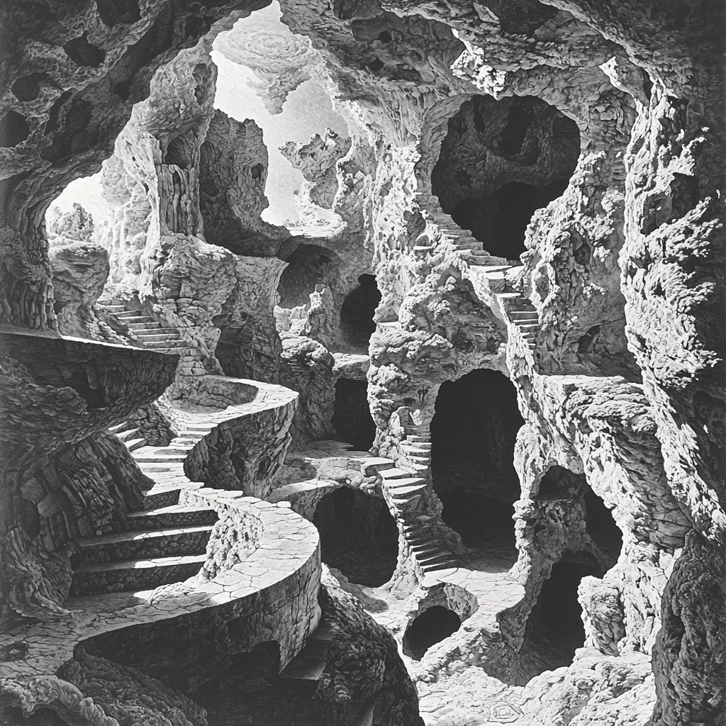 M.C. Escher Inspired Mystical Caverns Numbered Painting Kits
