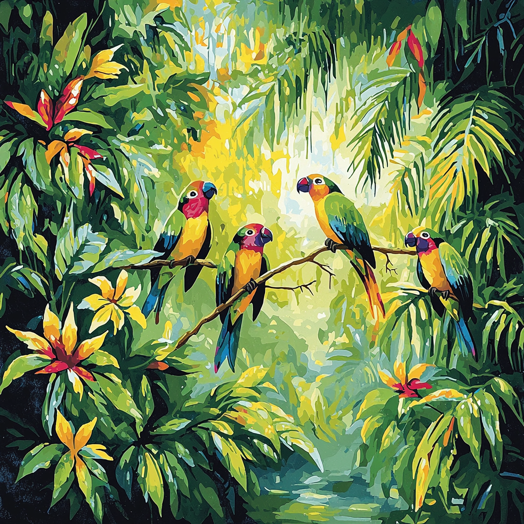 Henri Rousseau Inspired Tropical Haven Escape Paint By Color