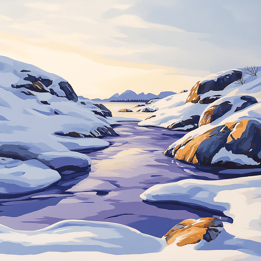 Franklin Carmichael Inspired Winter Light On Shield Rocks Paint by numbers art