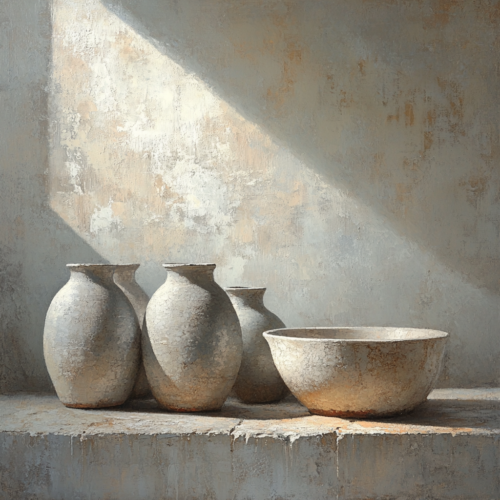 Diego Velazquez Inspired Ceramic Water Jars And Soft Light Number painting