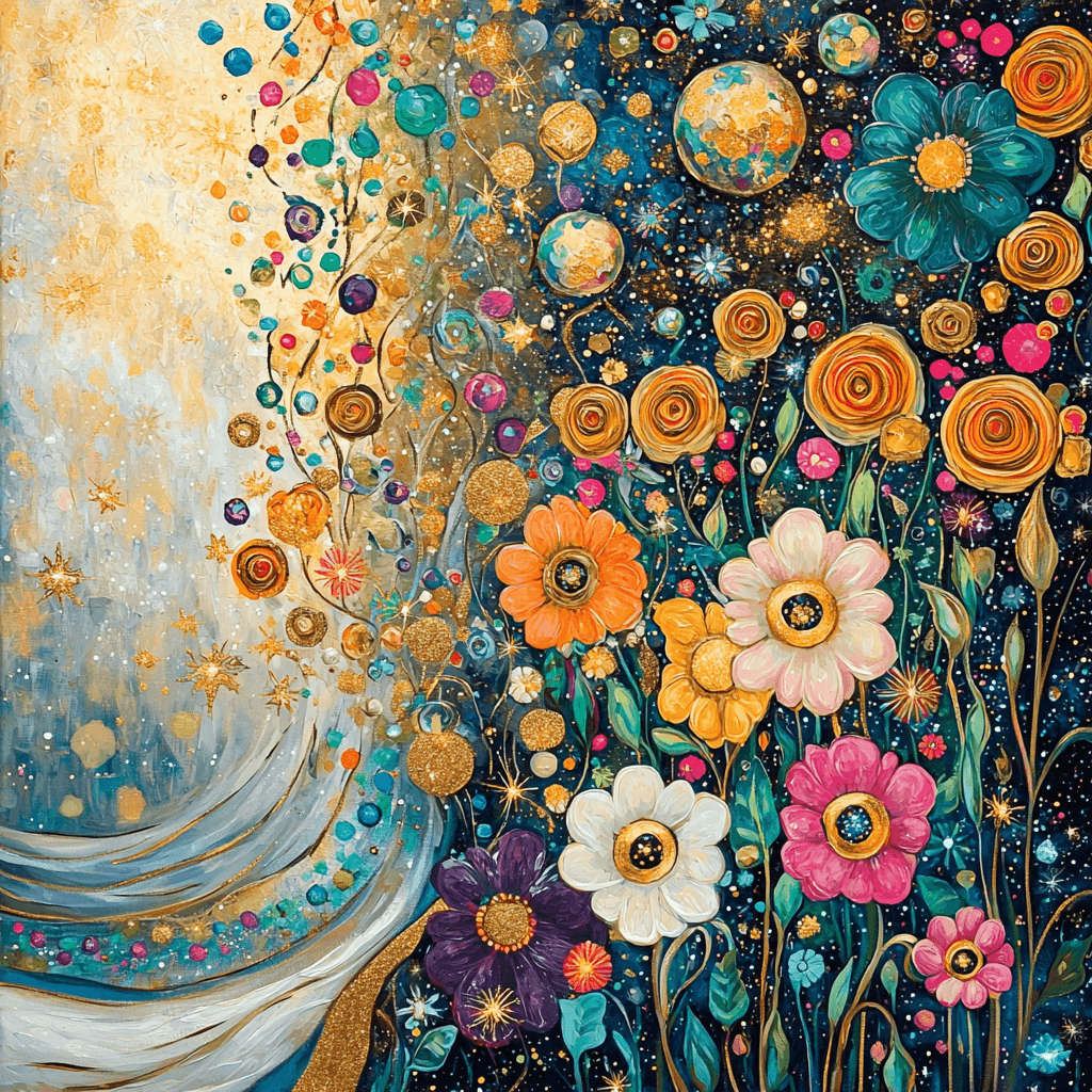 Gustav Klimt Inspired Cosmic Flowers Paint By Color