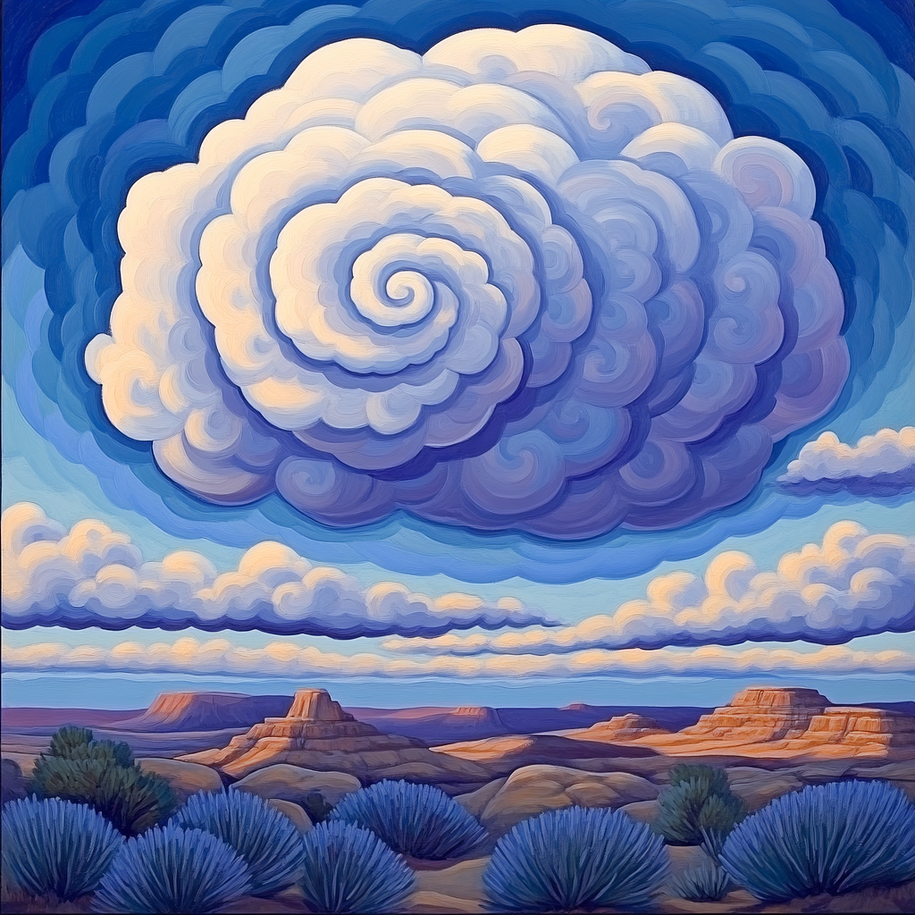 Georgia OKeeffe Inspired Spiral Cloud Over Mesa paint by number
