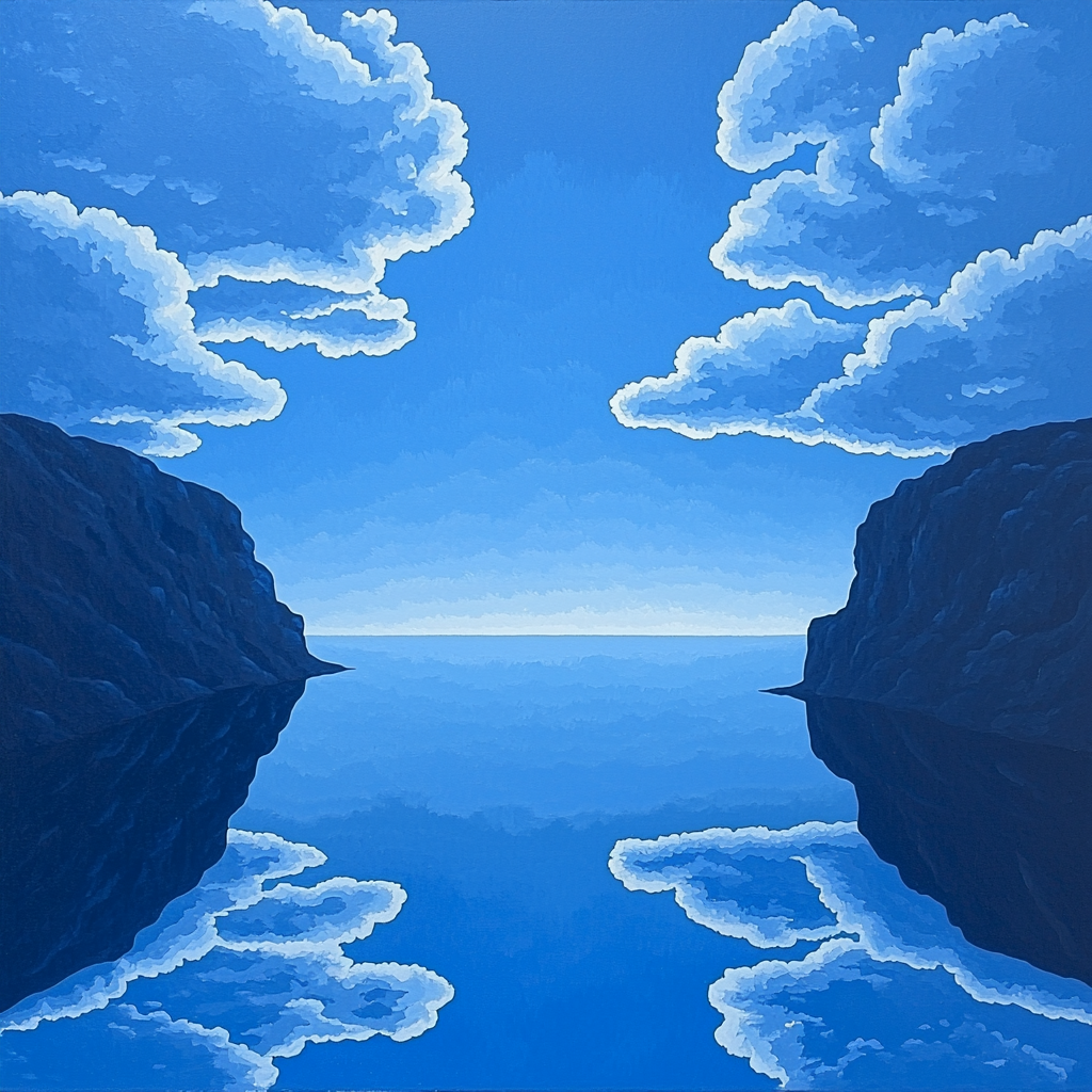 Magritte Inspired Magritte's Mirror Sky Number Painting