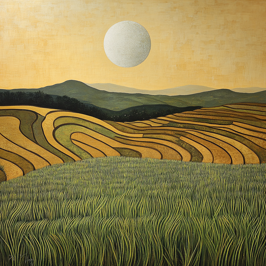 Nandalal Bose Inspired Lunar Paddy Fields DIY paint by numbers