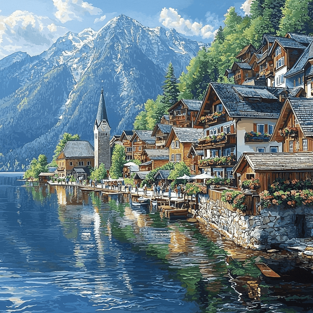 Hallstatt Village Paint By Color
