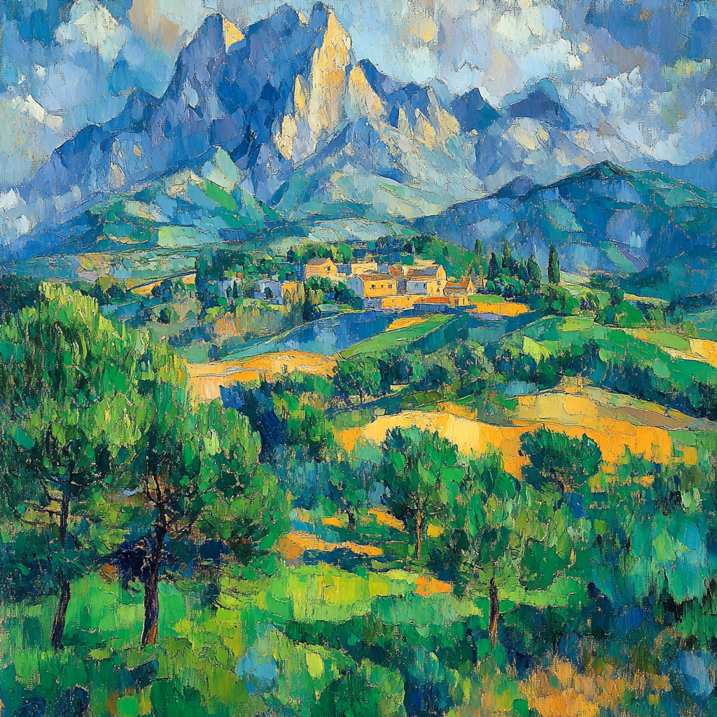 Inspired Geometric Landscape By Paul Cézanne paint by number