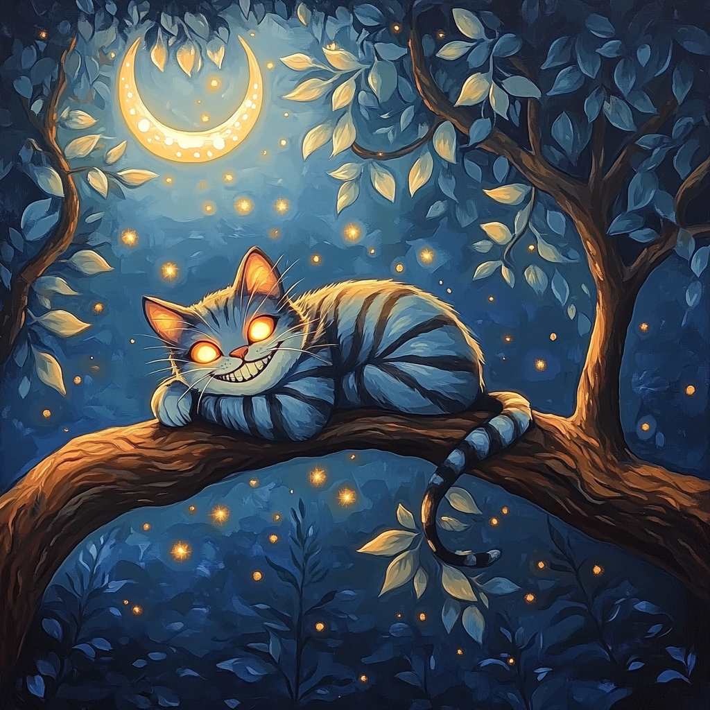 Cheshire Cat Moon Grin DIY paint by numbers