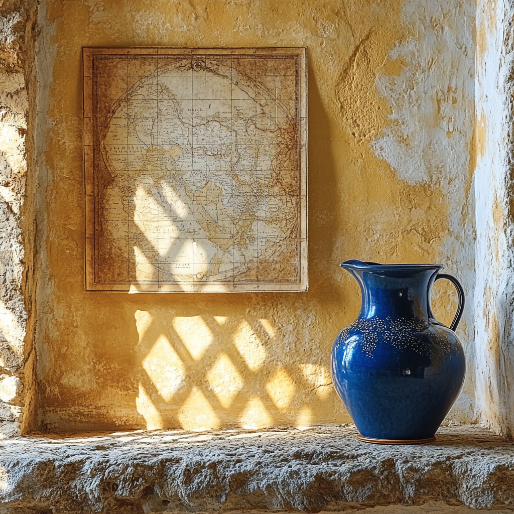 Johannes Vermeer Inspired Sunlit Interior With Map And Ceramic paint by number