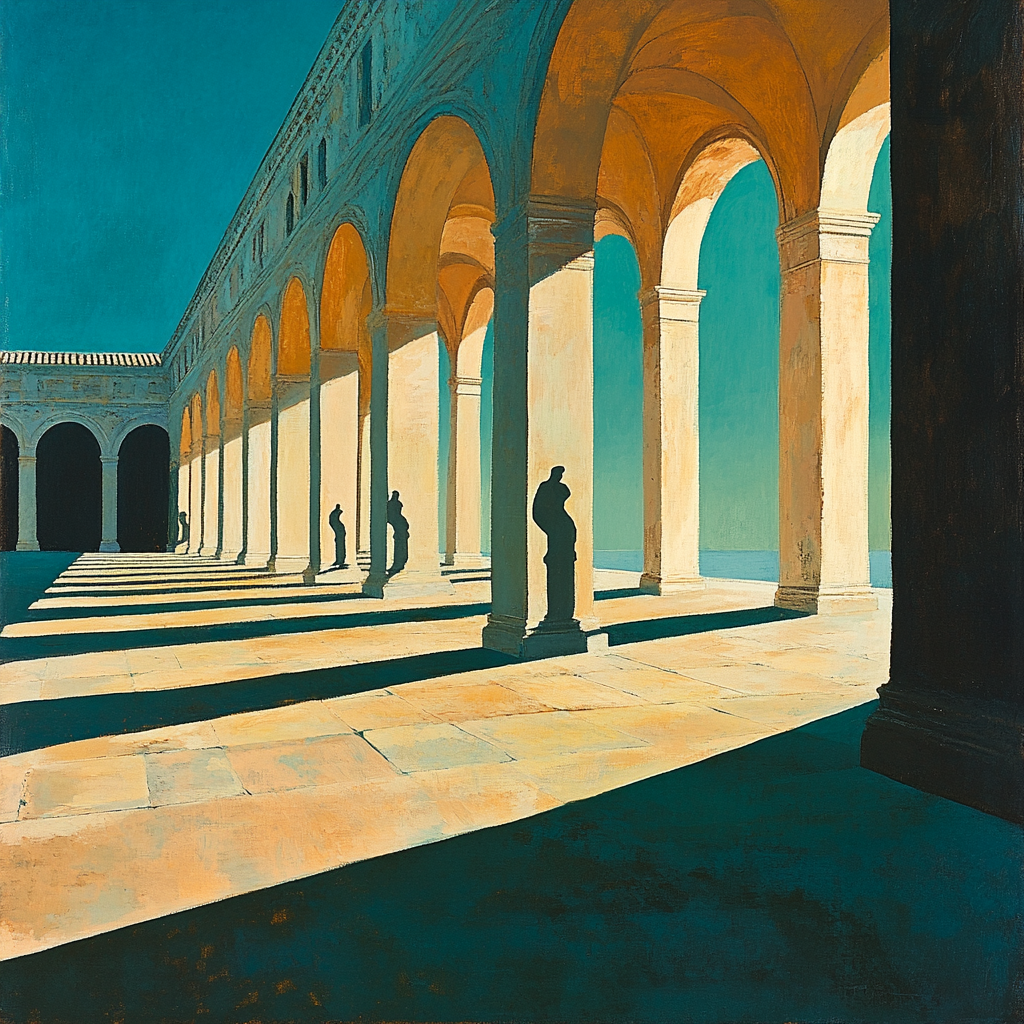 Giorgio De Chirico Inspired Empty Piazza Number painting