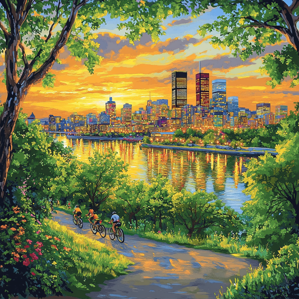 Skyline View From Mount Royal Park Summer Evening Montreal Canada Numbered painting kits