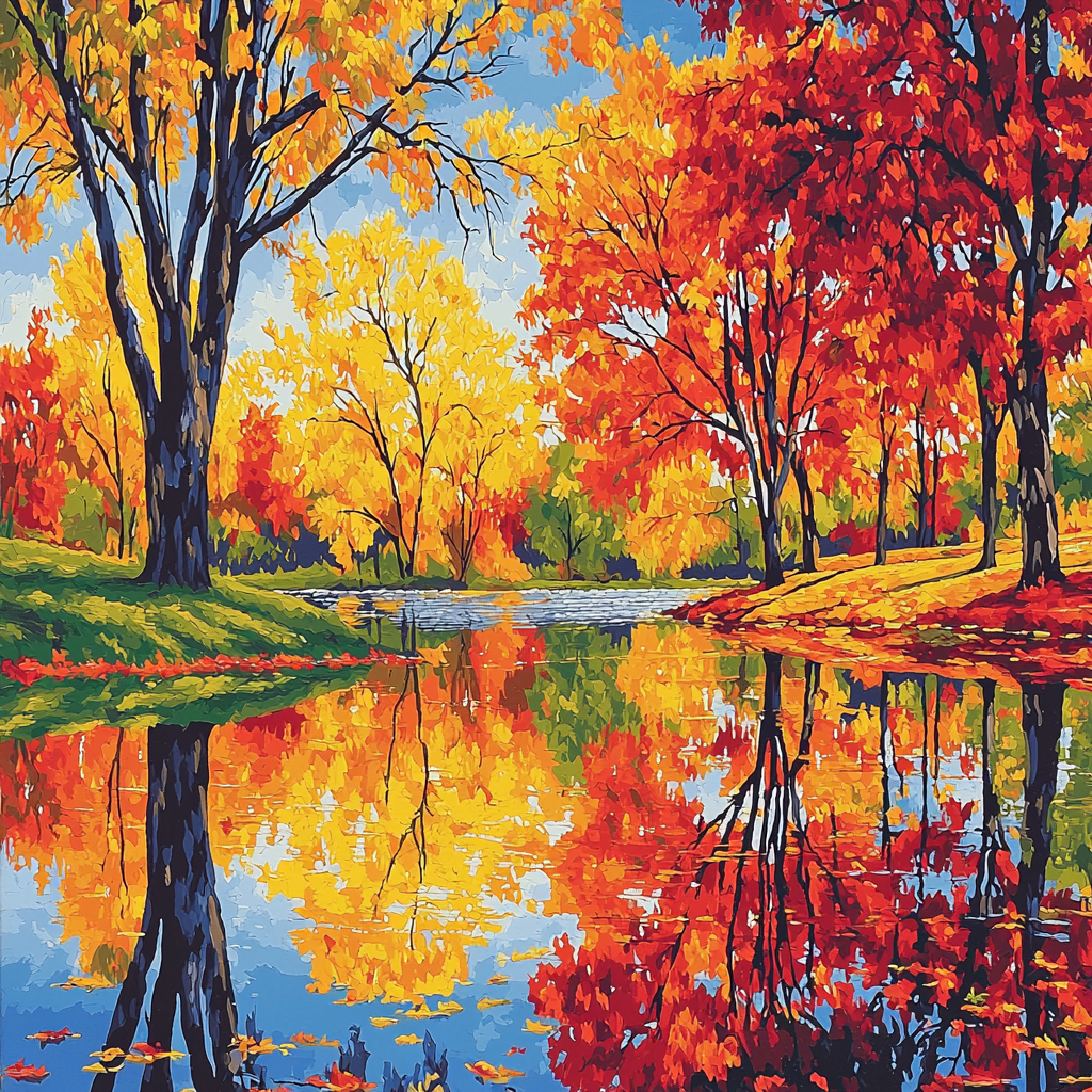 Claude Monet Inspired Captivating Reflections Of Autumn Number Painting