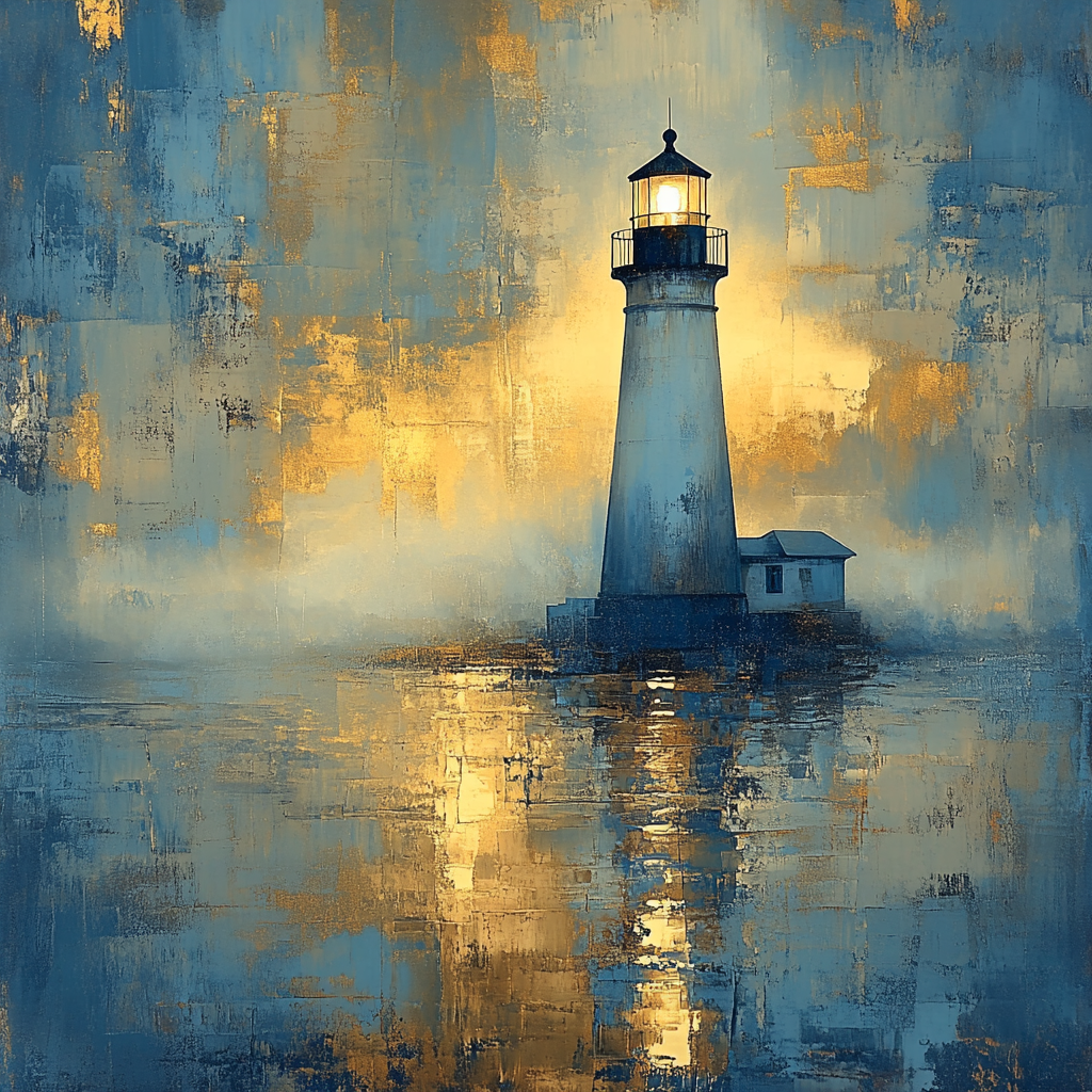 Turner Inspired Lighthouse In Fog paint by number