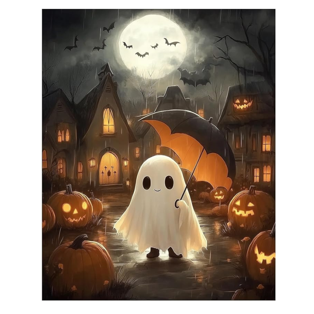 Ghost Holding An Umbrella Paint By Number
