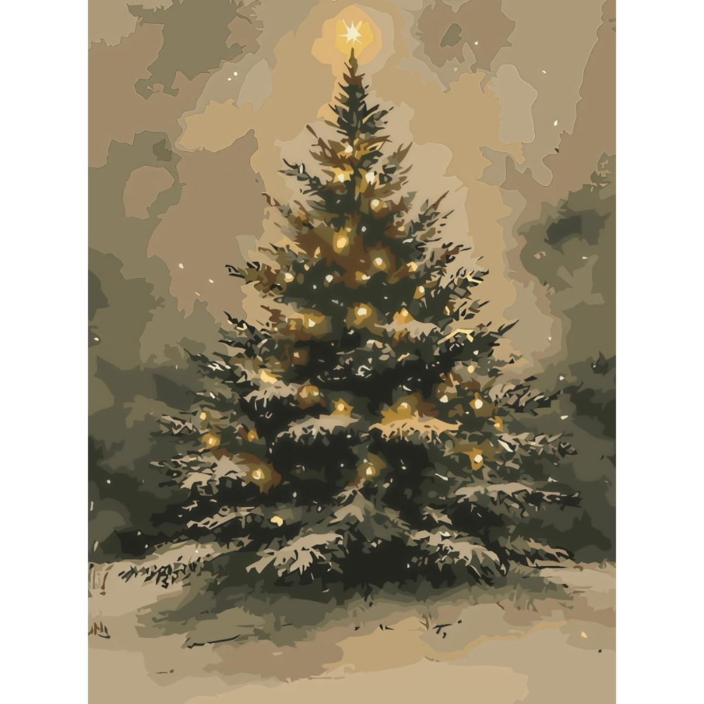 Christmas Tree Paint by Numbers Kit With DIY Canvas Set