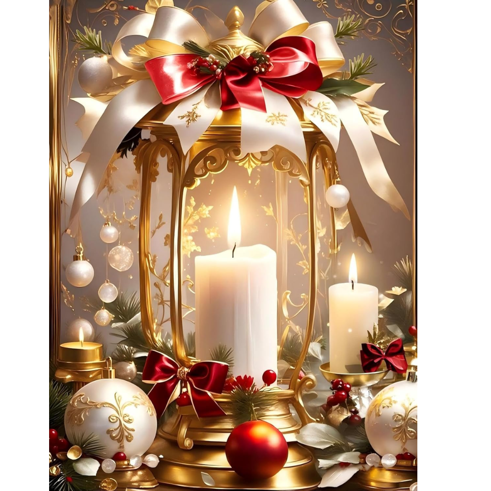 Christmas Candle Paint by Numbers Kit DIY Canvas Painting Set