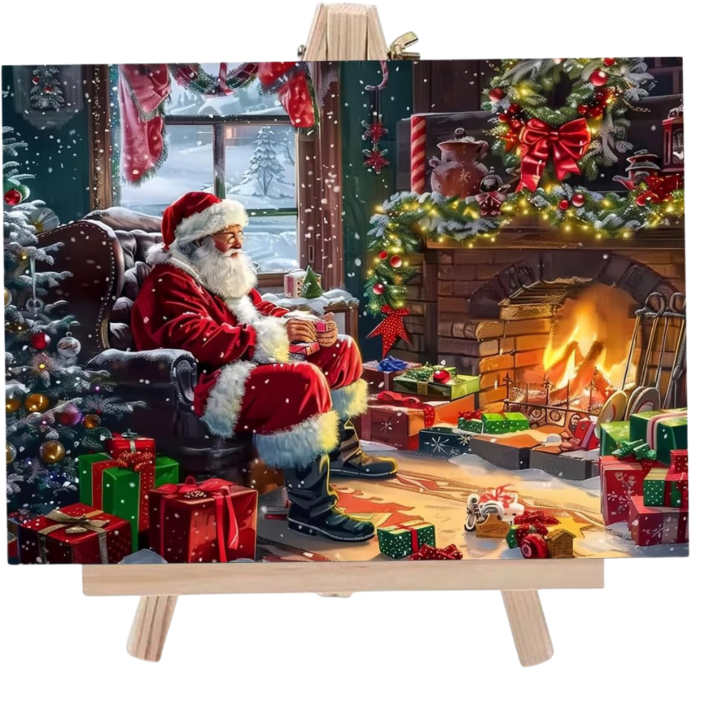 Christmas Landscape Paint by Numbers Kit Framed Canvas with Easel