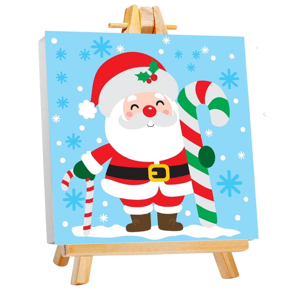 Christmas Paint by Numbers Kit for Kids with Frame and Easel