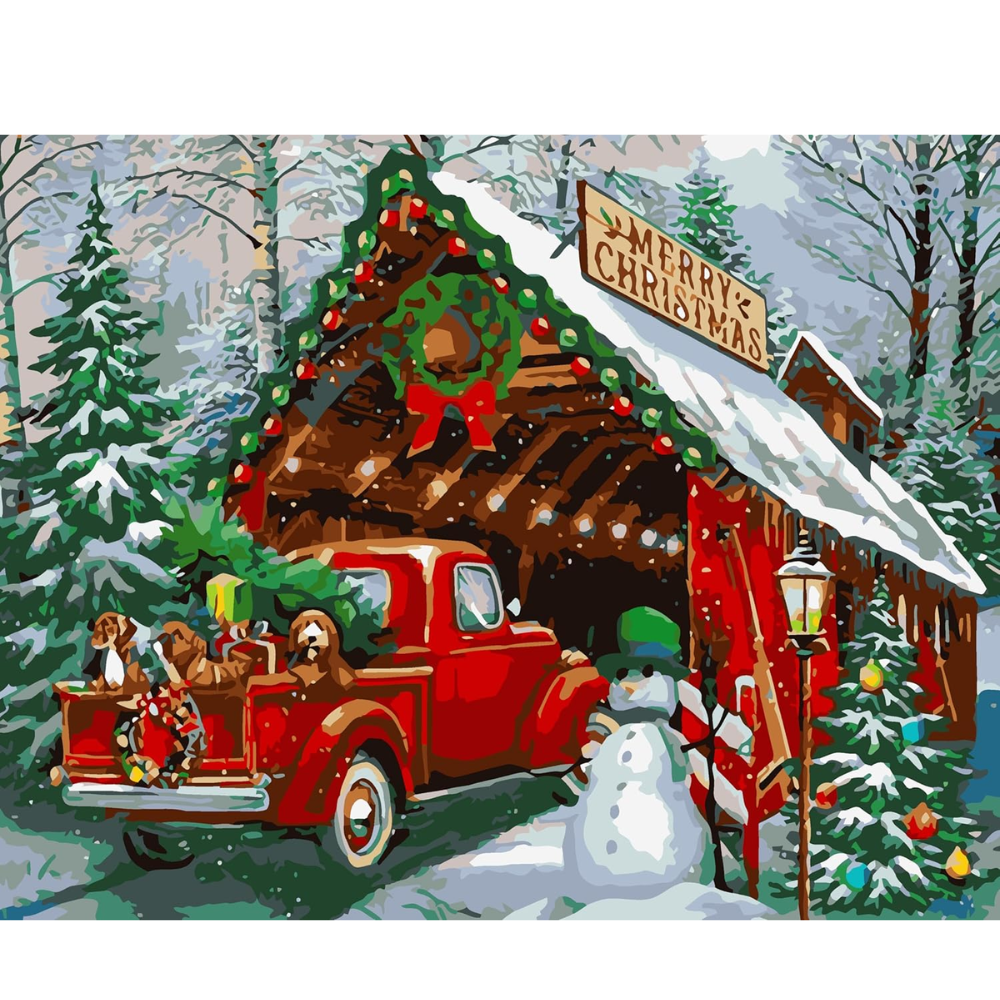 Christmas Paint by Numbers Kit with Brushes on Canvas