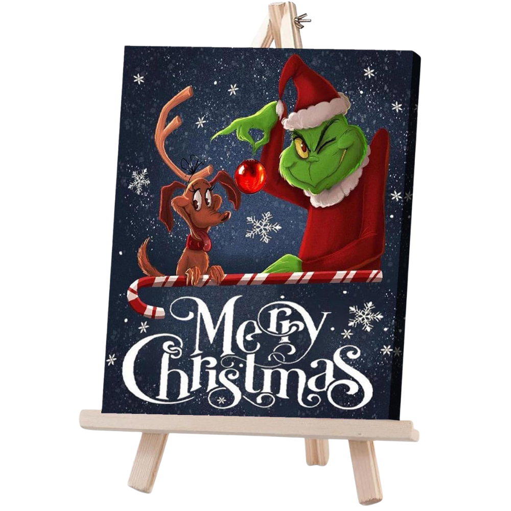 Christmas Paint by Numbers Framed Canvas Kit with Wooden Easel