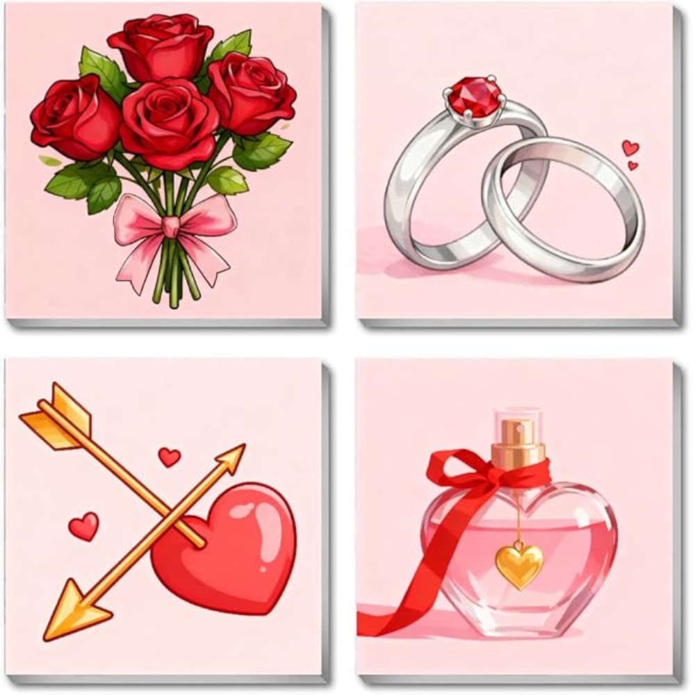 4 Pack Framed DIY Paint by Numbers Kit for Adults Beginner