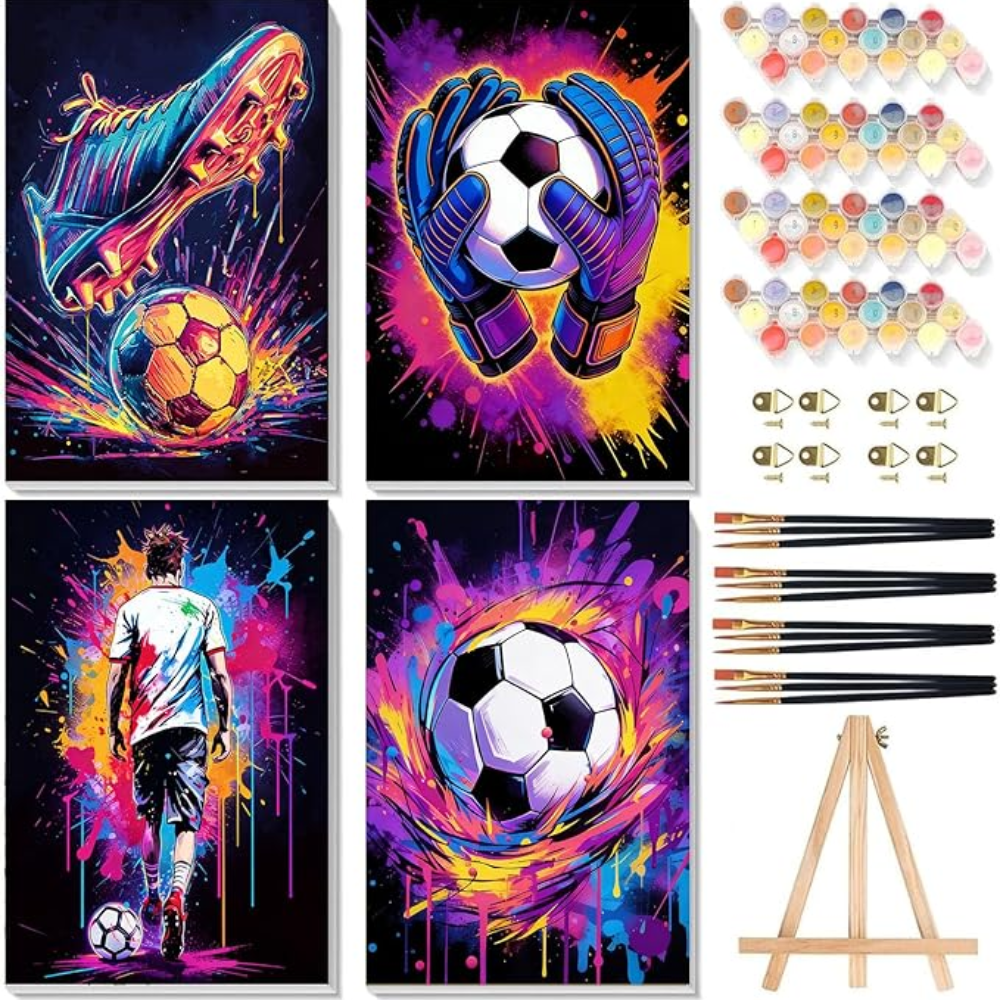 FIFA2026 Football 4 Pack DIY Soccer Canvas Art Painting Set For Adult