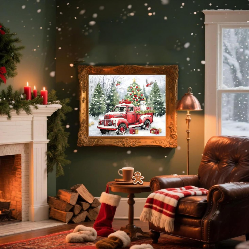 Christmas Tree Paint by Numbers DIY Canvas Kit Without Frame