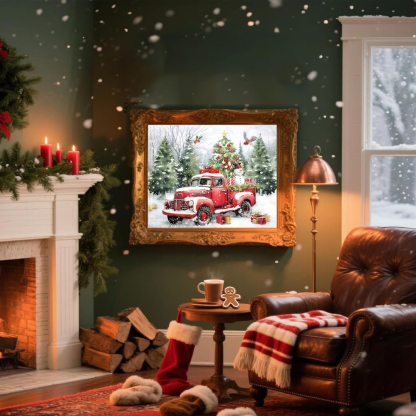 Christmas Tree Paint by Numbers DIY Canvas Kit Without Frame