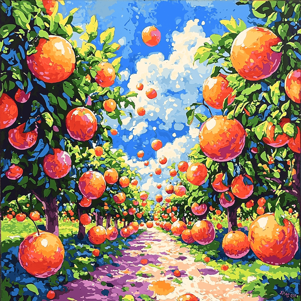 René Magritte Inspired Surrealist Fruit Orchard Painting Number Kit