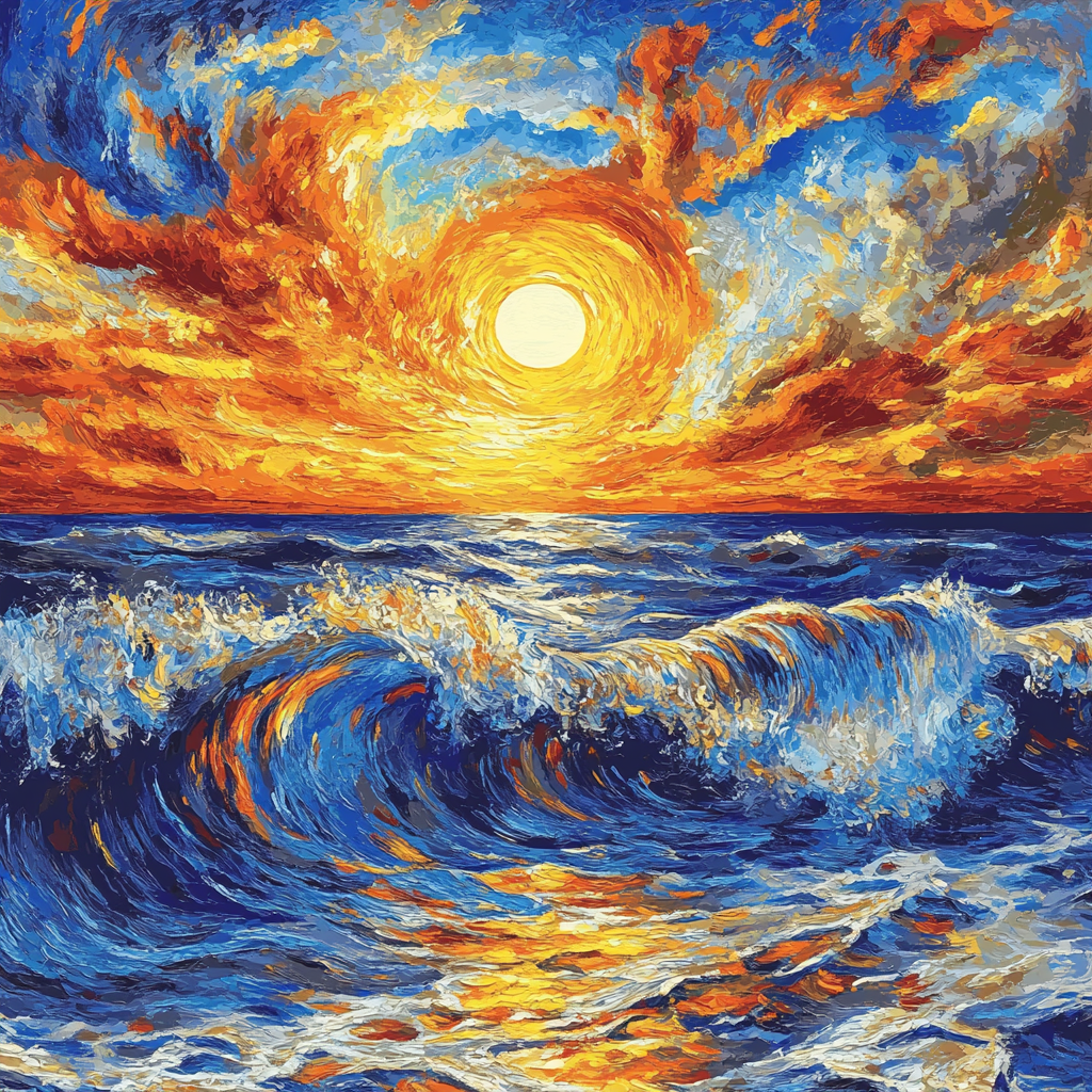 Van Gogh Inspired Sunset Over The Ocean Paint by numbers art