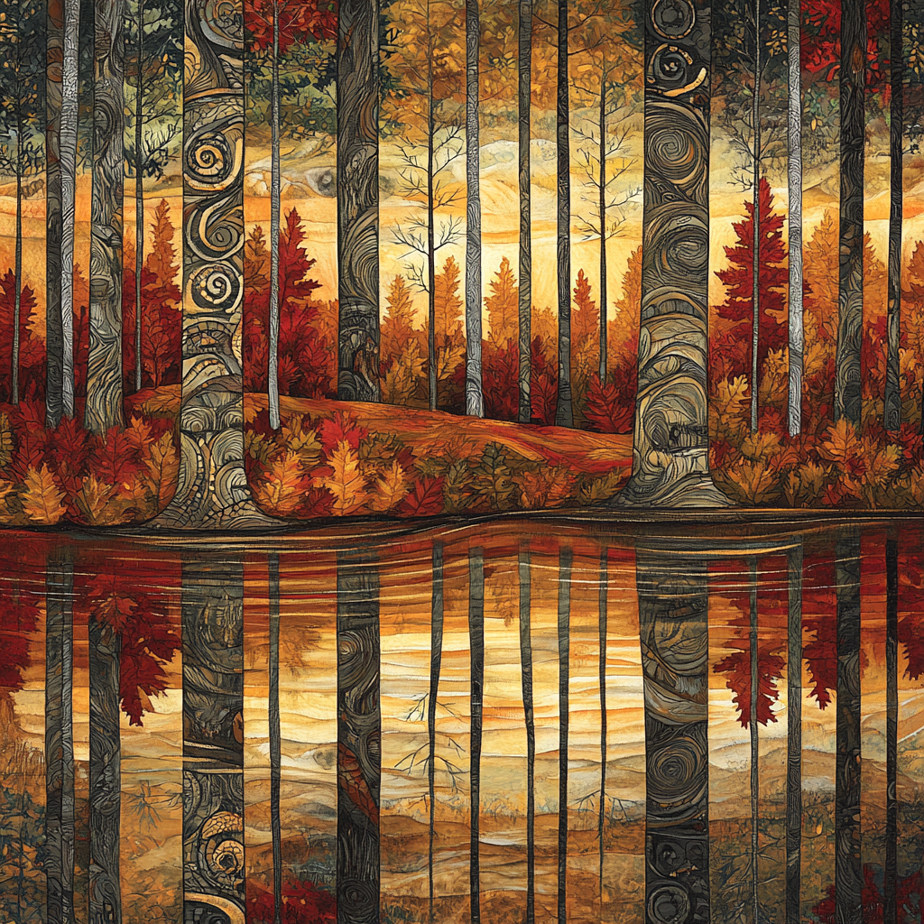 J E H MacDonald Inspired Autumn Forest Reflections paint by number