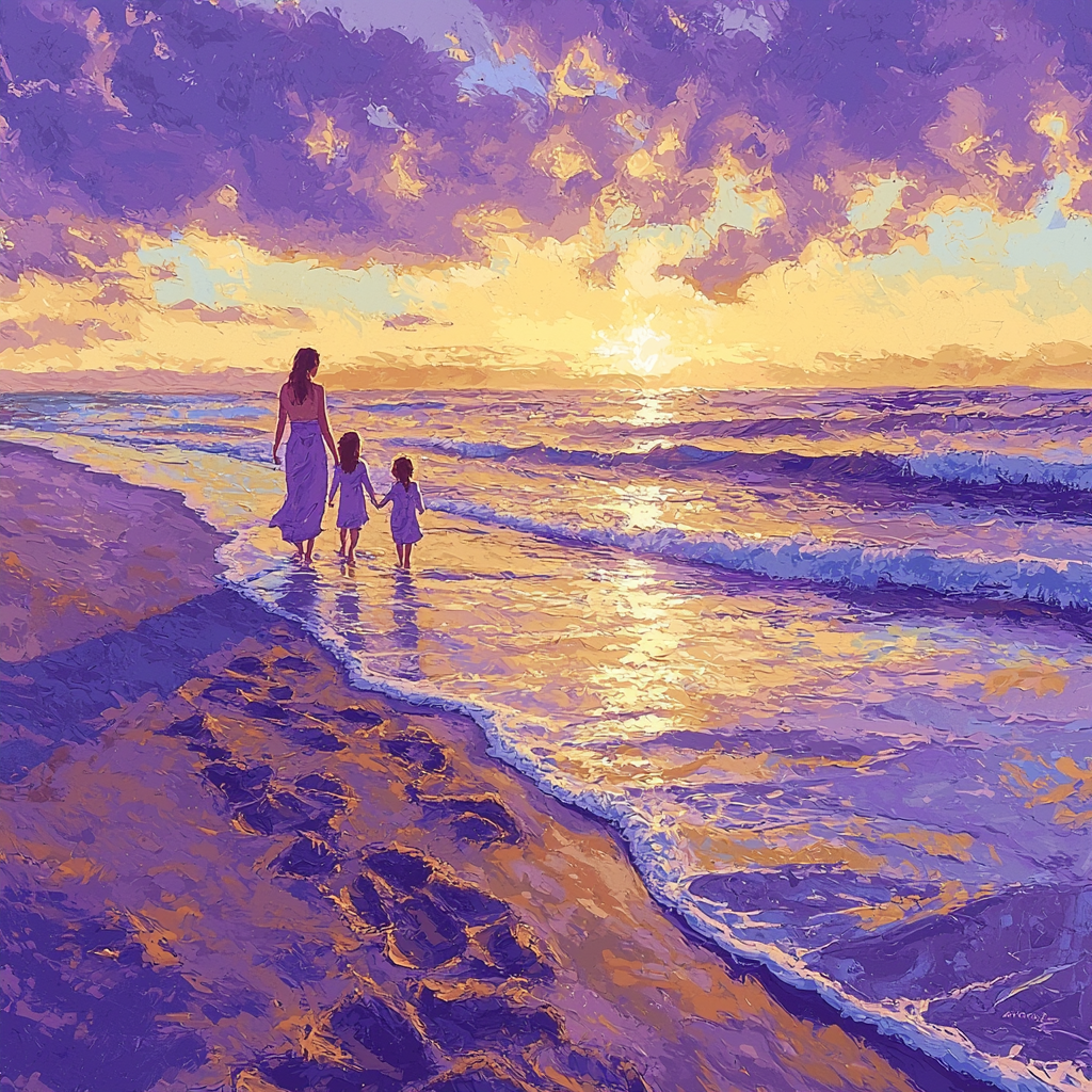 Sunset Stroll By The Shore Paint By Color