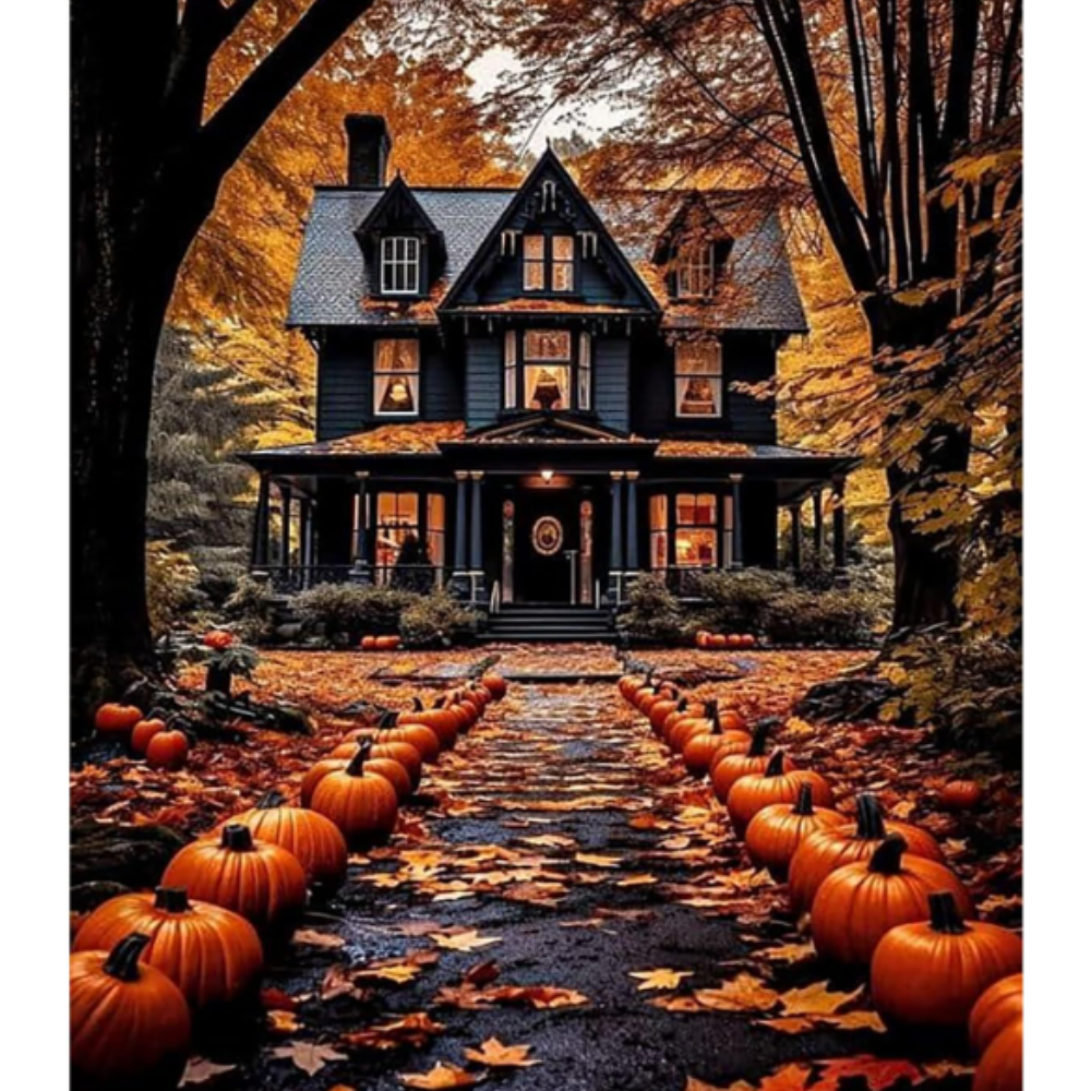 Halloween House Landscape Paint by Numbers Kit for Home Wall Decor