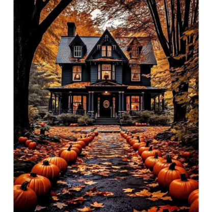 Halloween House Landscape Paint by Numbers Kit for Home Wall Decor