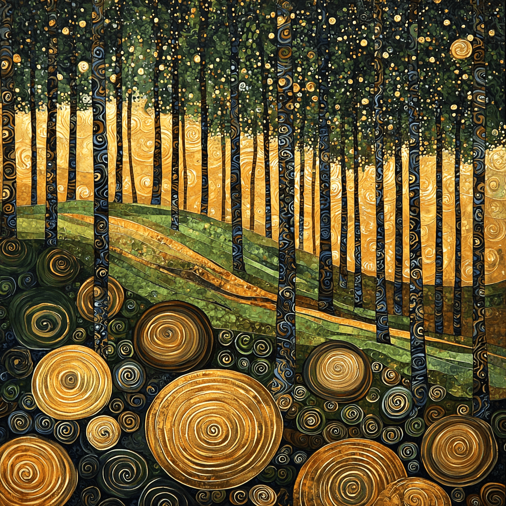 Gustav Klimt Inspired Fractal Forest Dreams Painting By Numbers Kit