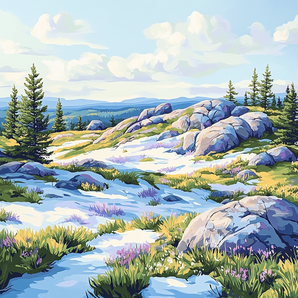 Franklin Carmichael Inspired Spring Melt On Rocky Ridges Paint by numbers art