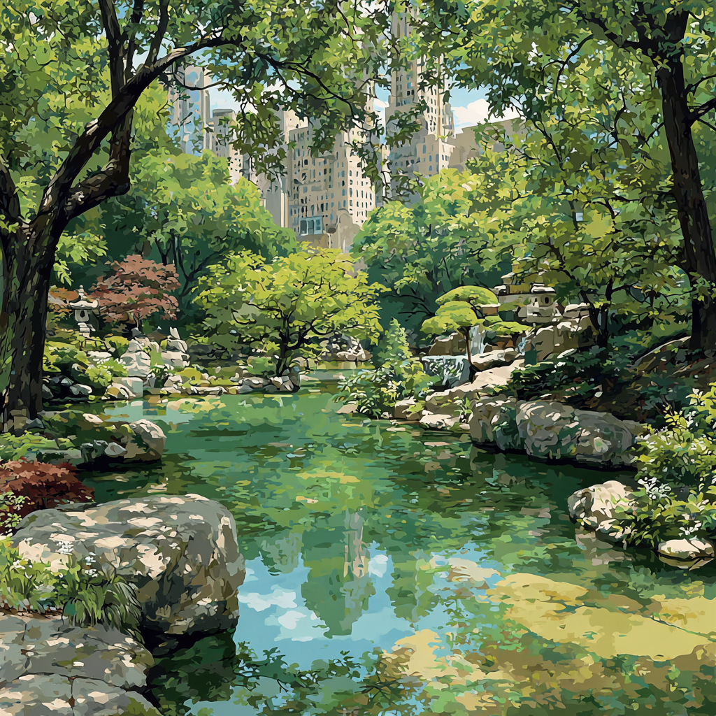 Kowloon Walled City Park Hidden Garden Hong Kong painting number kit