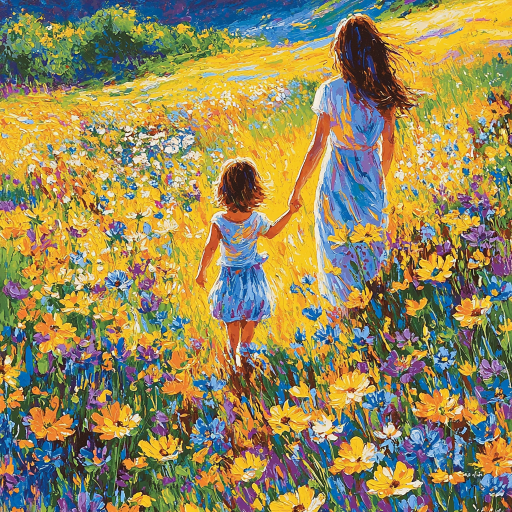 Mommy And Me In The Wildflowers Paint By Numbers Kits