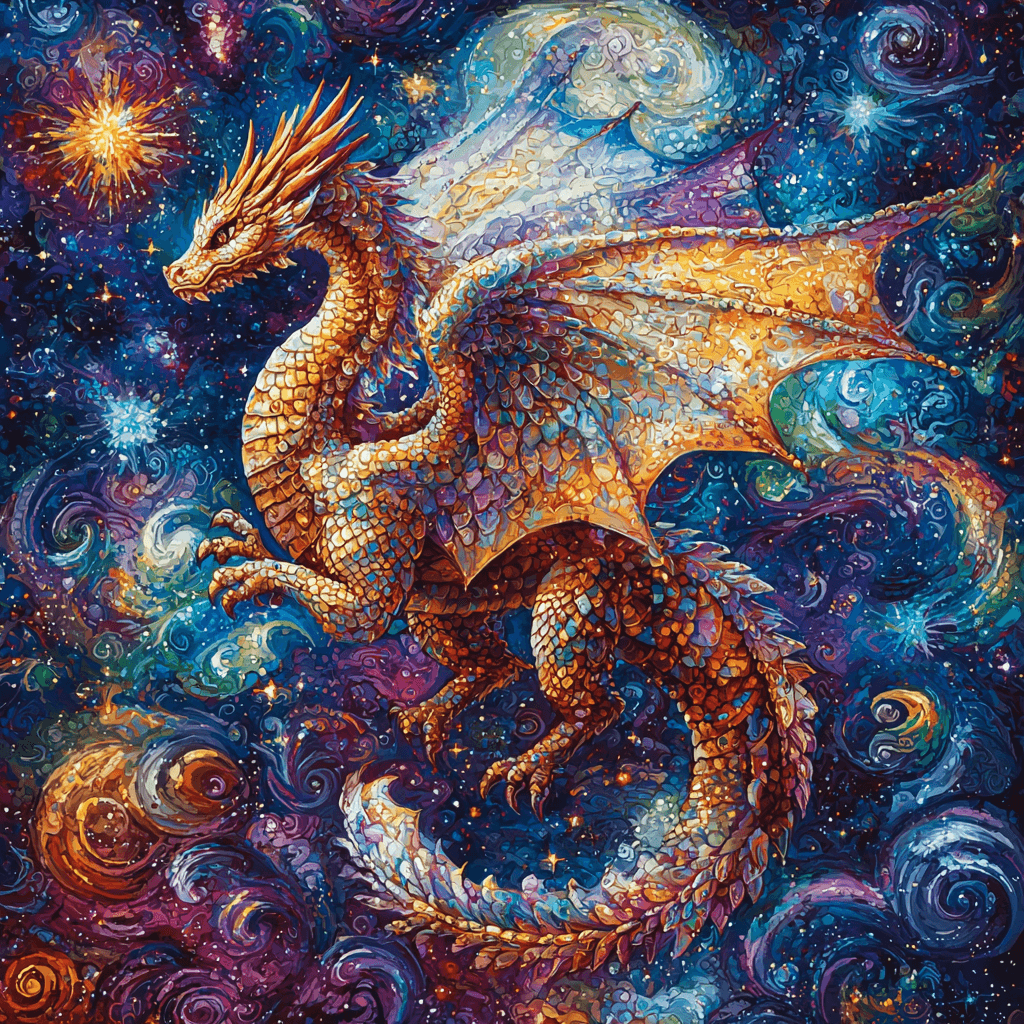 Michelangelo Inspired Celestial Dragon's Dance Paint By Numbers Art