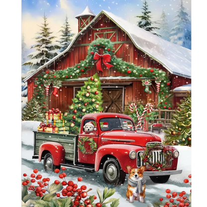 Christmas Tree Paint by Numbers DIY Canvas Kit Without Frame