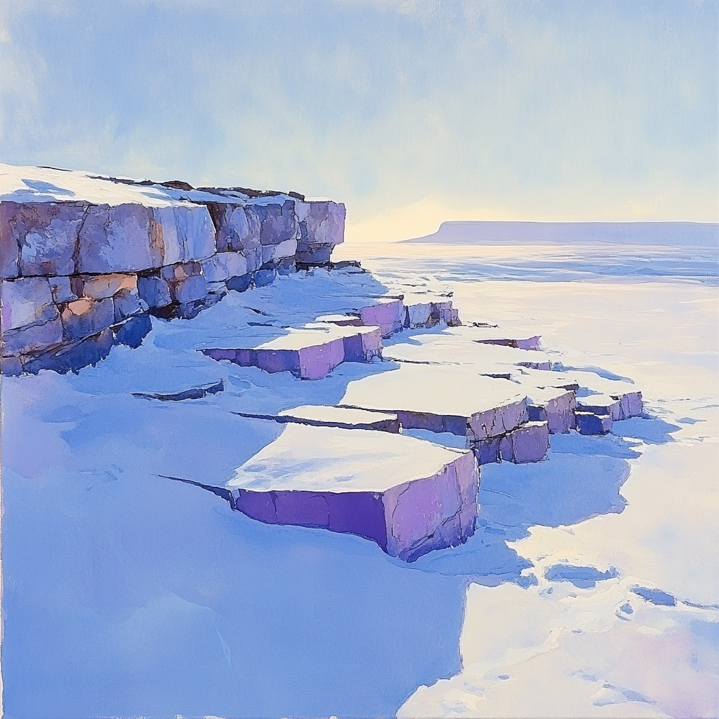 Franklin Carmichael Inspired Winter Light On Purple Snow Number painting