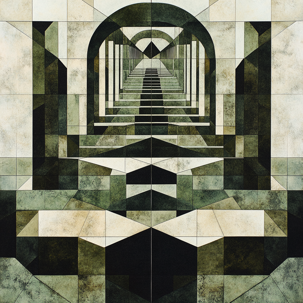 M.C. Escher Inspired Mirror Maze Of Falling Geometry Paint by numbers kits