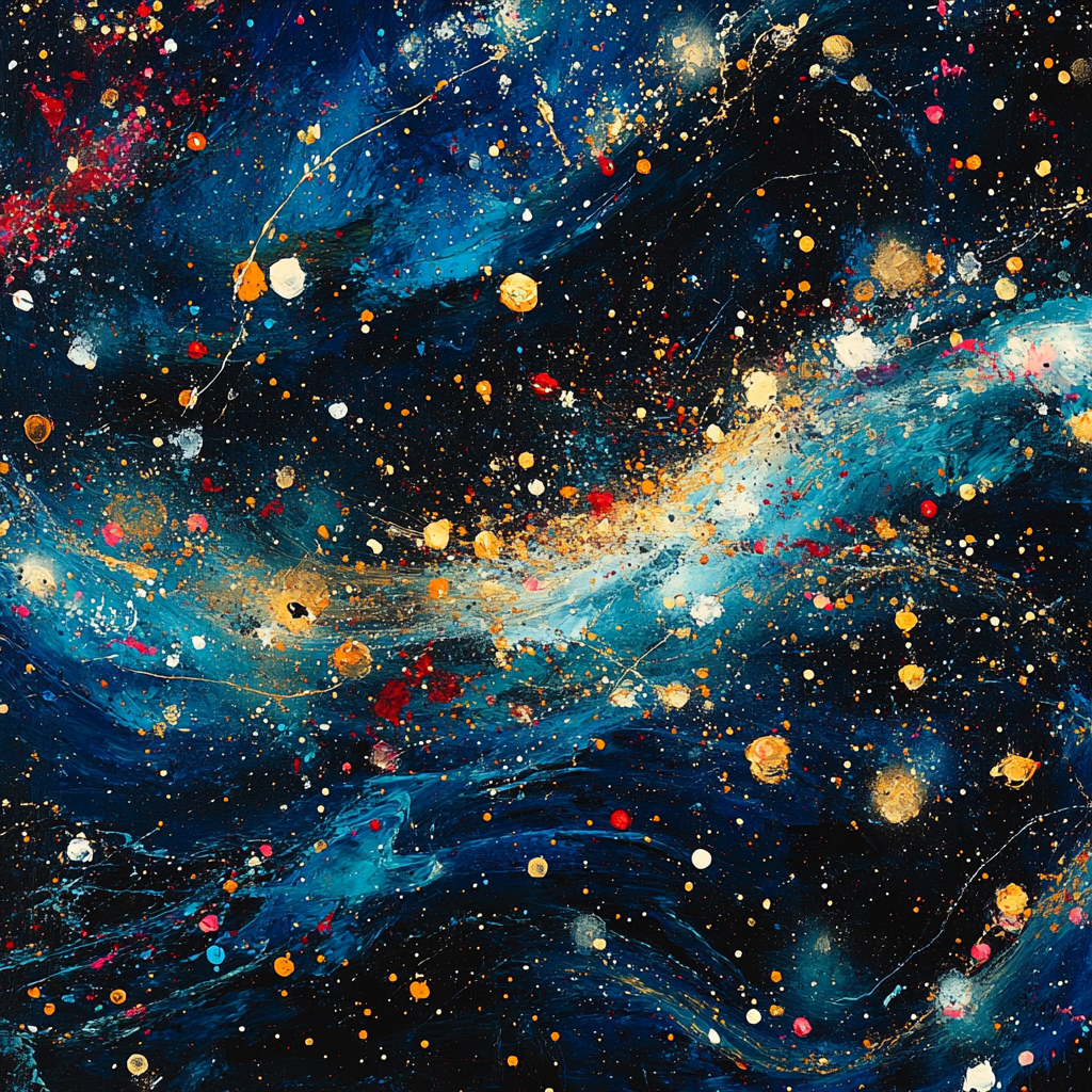 Pollock Inspired Cosmic Dance Number painting