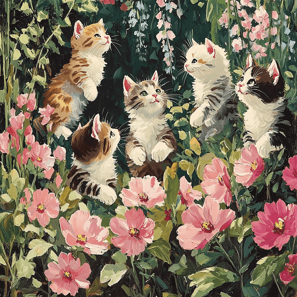 Henriette Ronner-Knip Inspired Dancing Felines Paint By Color