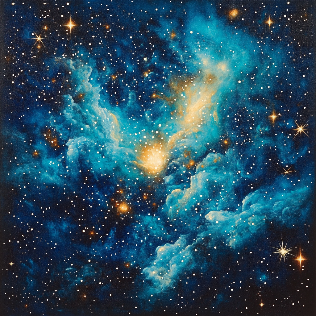 Georges Seurat Inspired Cosmic Nebula Symphony paint by number