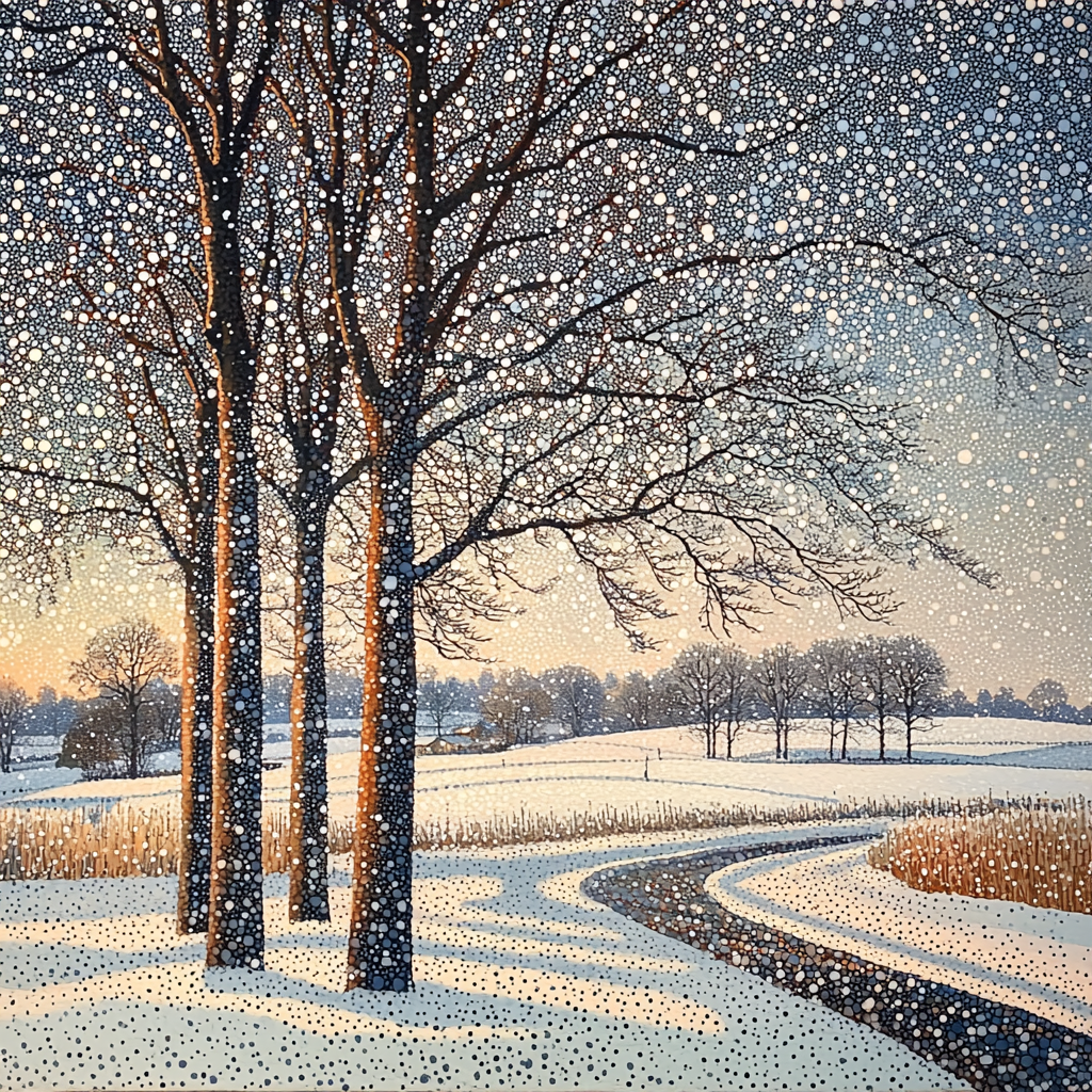 Georges Seurat Inspired Winter's Quiet Song Paint By Numbers