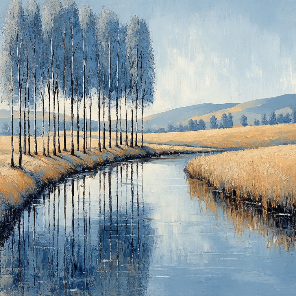 Claude Monet Inspired River Poplars Late Afternoon paint by numbers