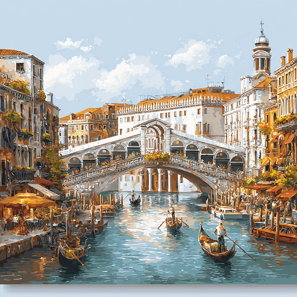 Rialto Bridge Overlooking Grand Canal Venice Italy painting number kit