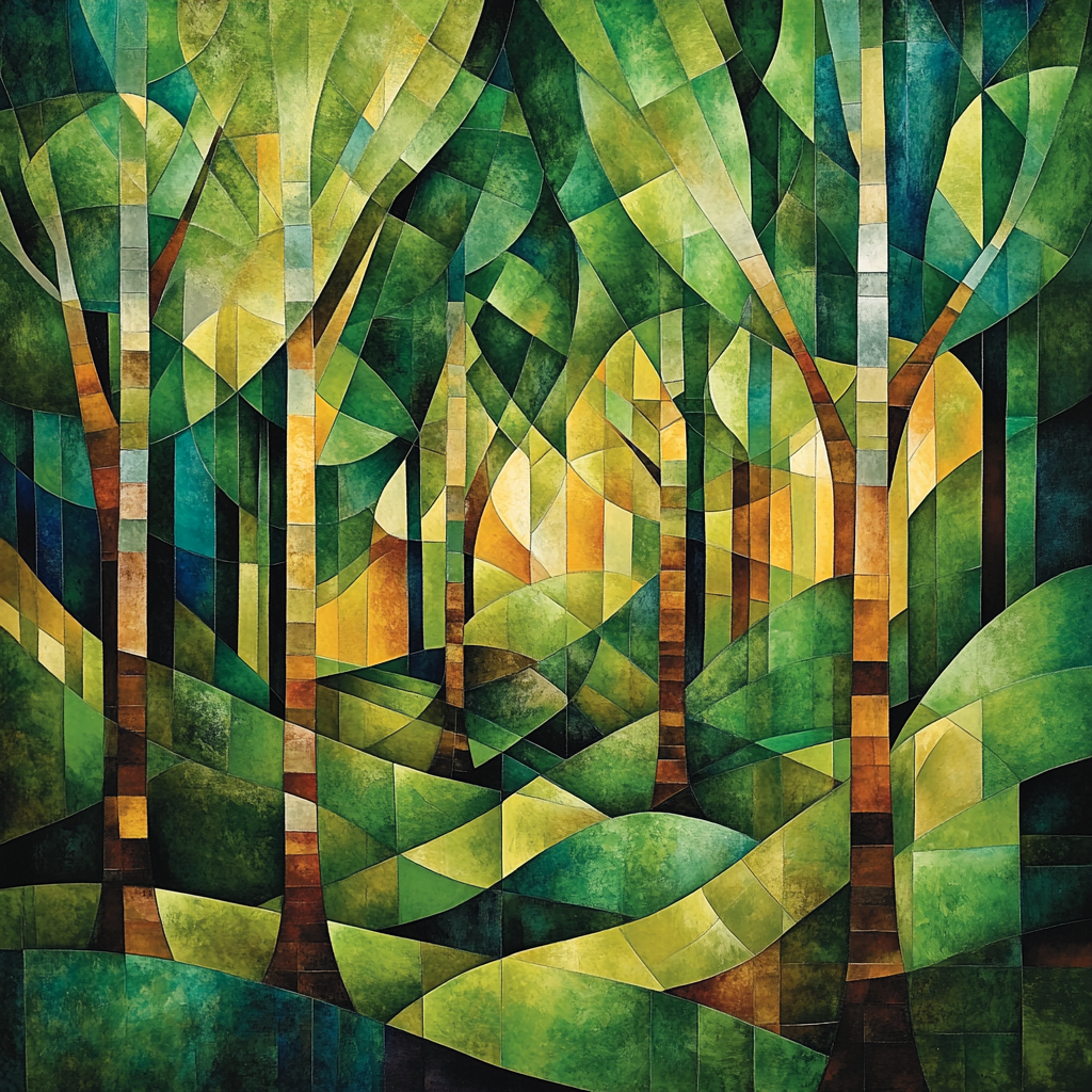 Pablo Picasso Inspired Angular Forest Cubism Number painting