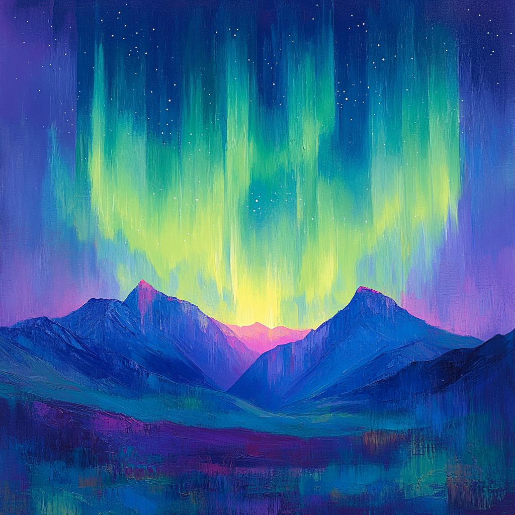 Frederick Varley Inspired Radiant Aurora Over Mountain Ridge Painting by numbers kit