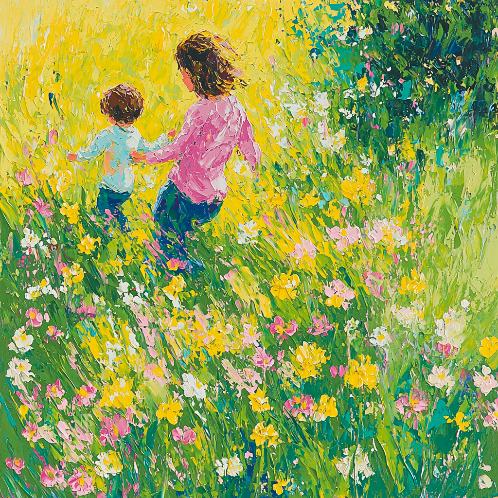 Laughter Among The Flowers Number Painting